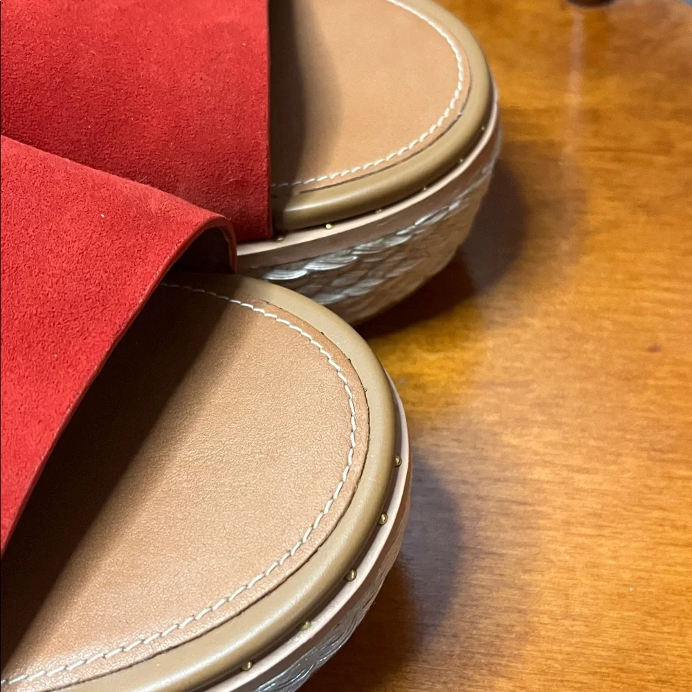 NWOT FitFlop Eloise Espadrille Suede Wedge Slide in Red Size 7 - Picture 12 of 12